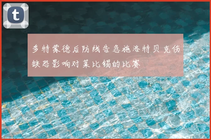 多特蒙德后防线告急施洛特贝克伤缺恐影响对莱比锡的比赛